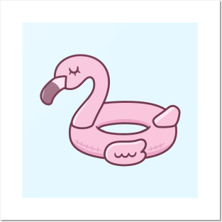 Cute Pink Flamingo Pool Float Posters and Art